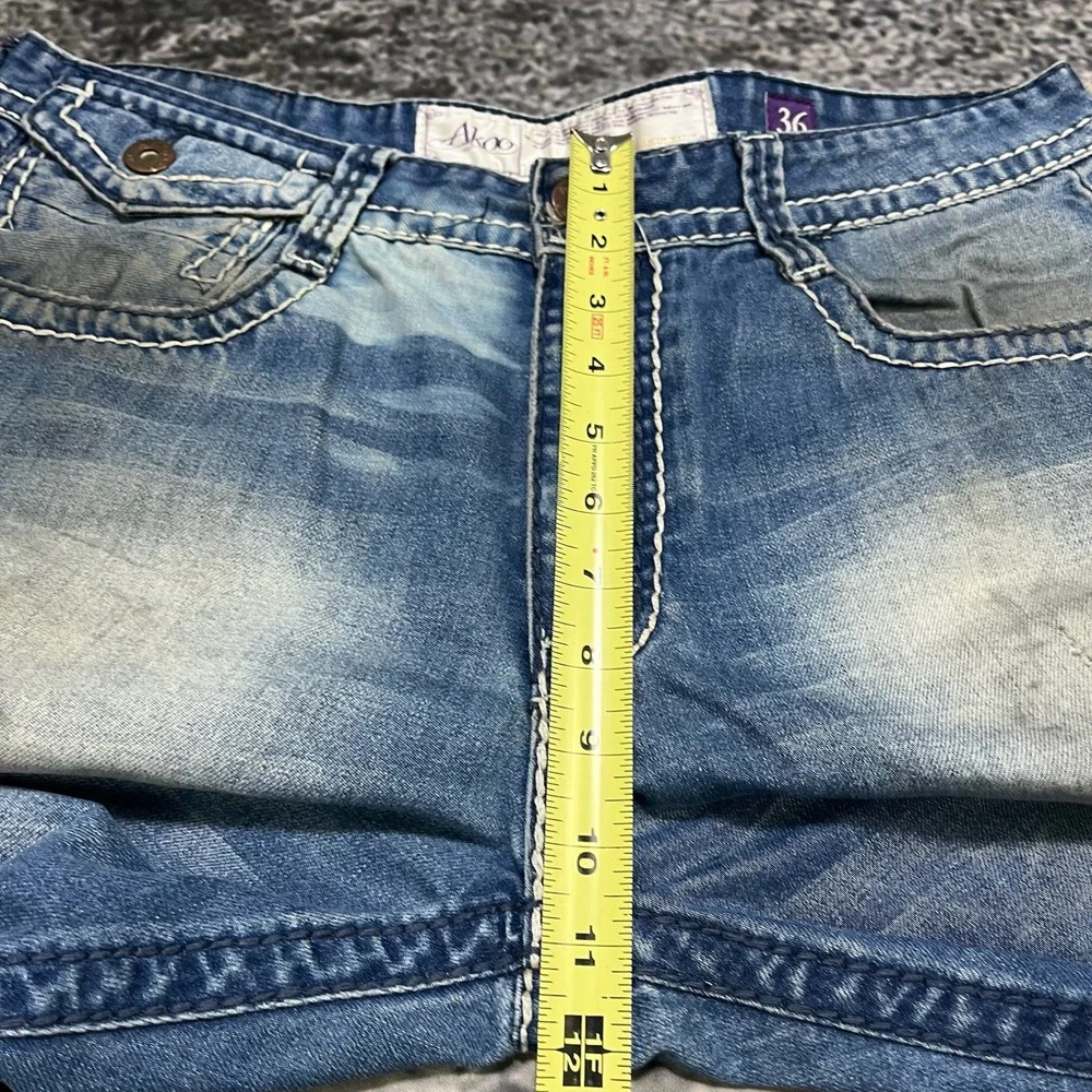 Akoo Jeans Mens 36x32 Blue Embroidered Denim Flap Pockets Streetwear Vintage Y2K